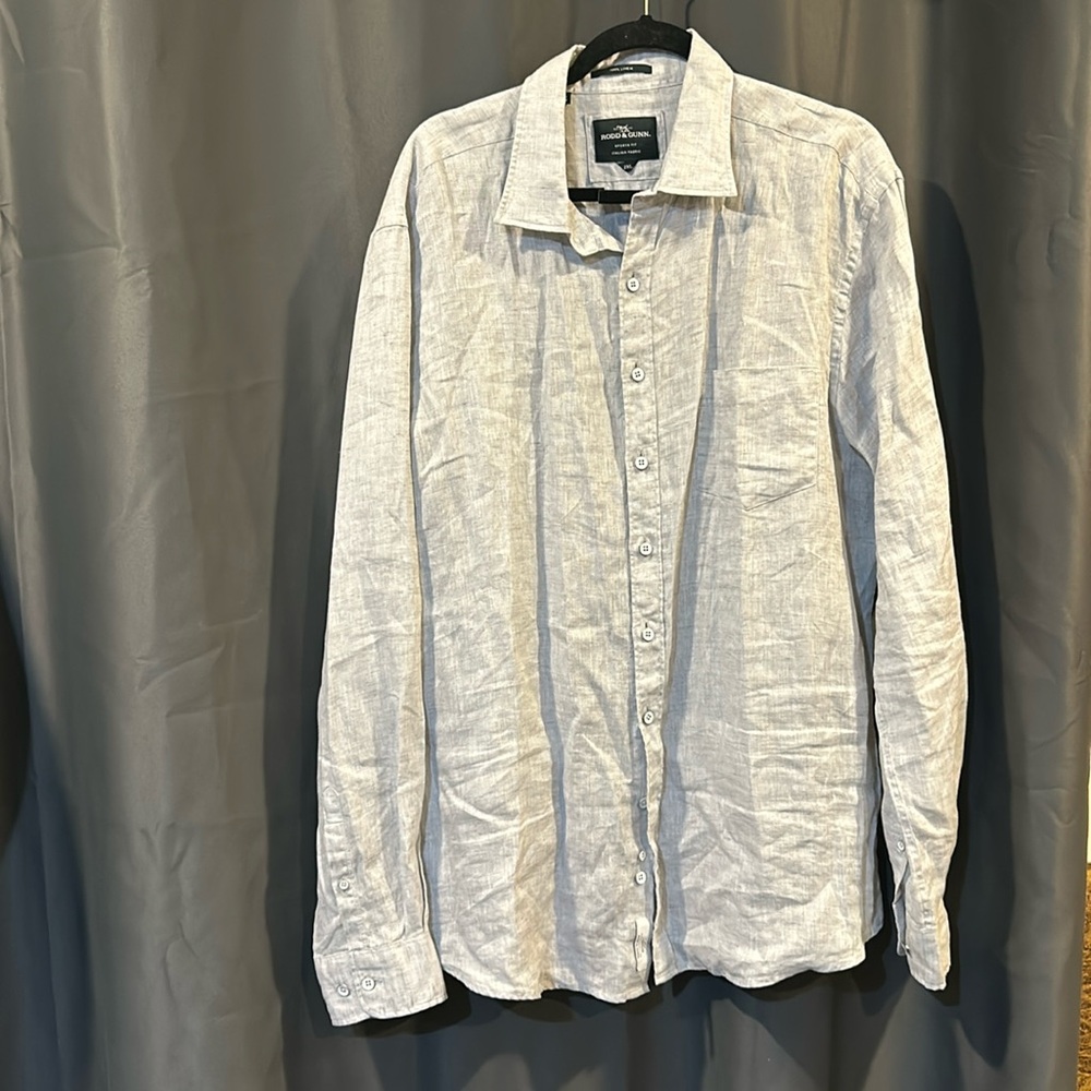 Todd & Gunn Long-Sleeved linen shirt XXL 2XL. Grey Vapour